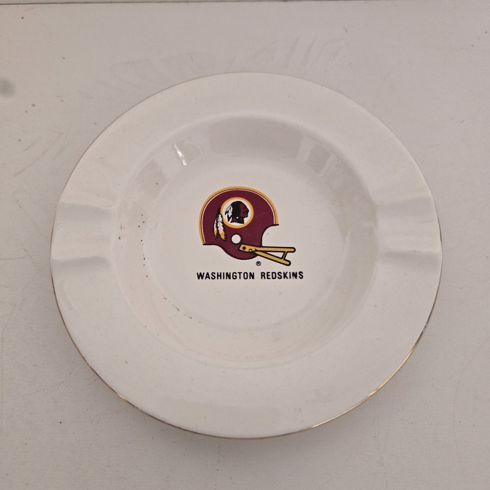 Vintage NFL Washington Redskins Football Ceramic Ivory Ashtray 5.5 inches‎